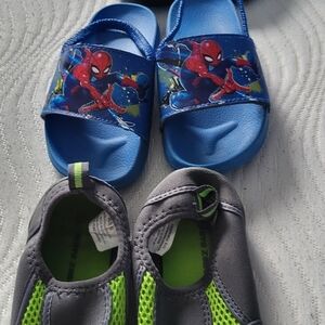 Spider-Man Blue Kids Sandals and Gray Green Water Shoes Size 10c